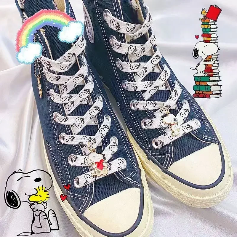 Kawaii Snoopy Shoelaces Women\'s Shoe Laces Boy Girls High-top Canvas Sports Colorful Print Shoelaces Accessories Decor Gifts