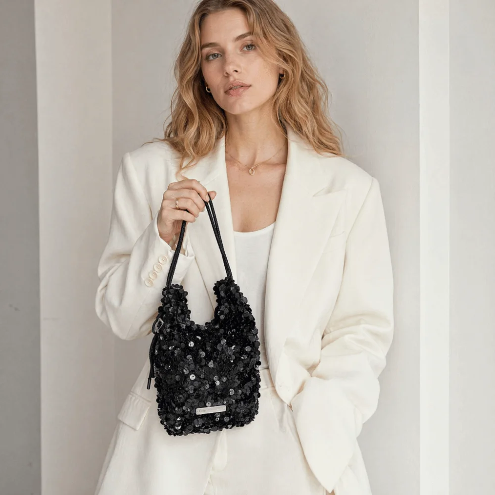 Glitter Mini Sequins Crossbody Bags Versatile Style Minimalist Bling Bling Shoulder Purses Elegant Patchwork Design Lipstick Bag