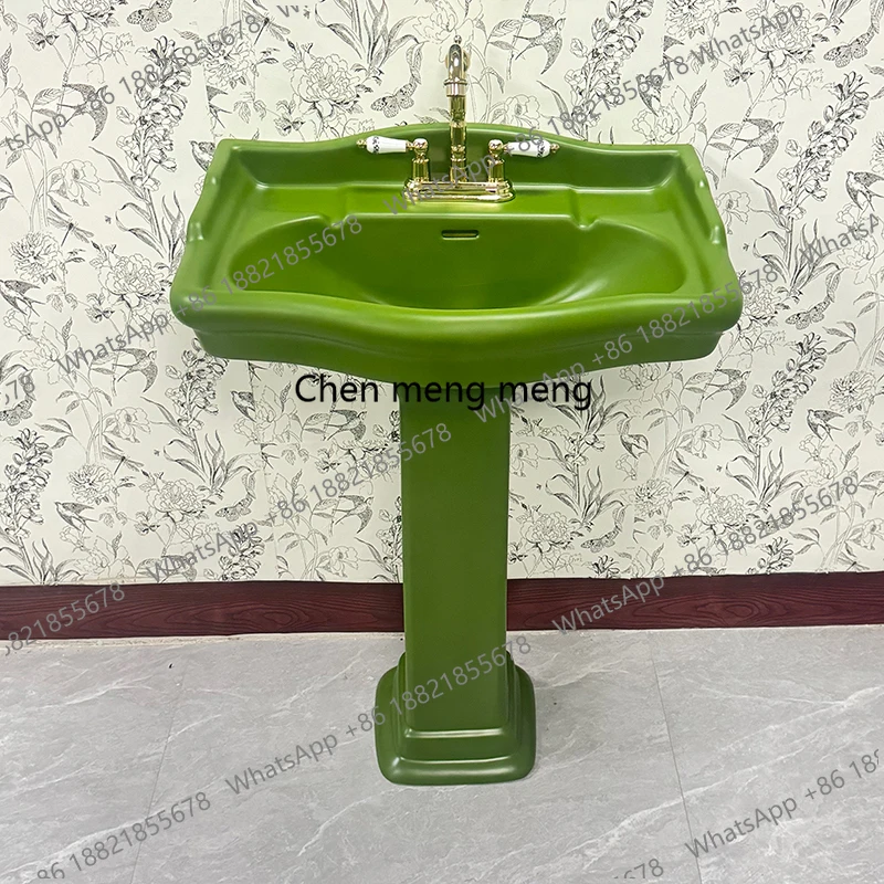 

British retro column washbasin American retro column basin grass green washbasin