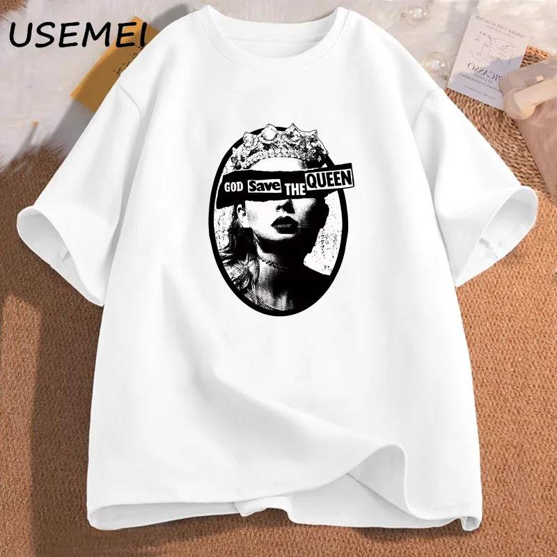 God Save The Queen T-shirts Women Casual Cotton Short Sleeve Tshirt Round Neck Womans Clothing Graphic T-shirts Streetwear Tops