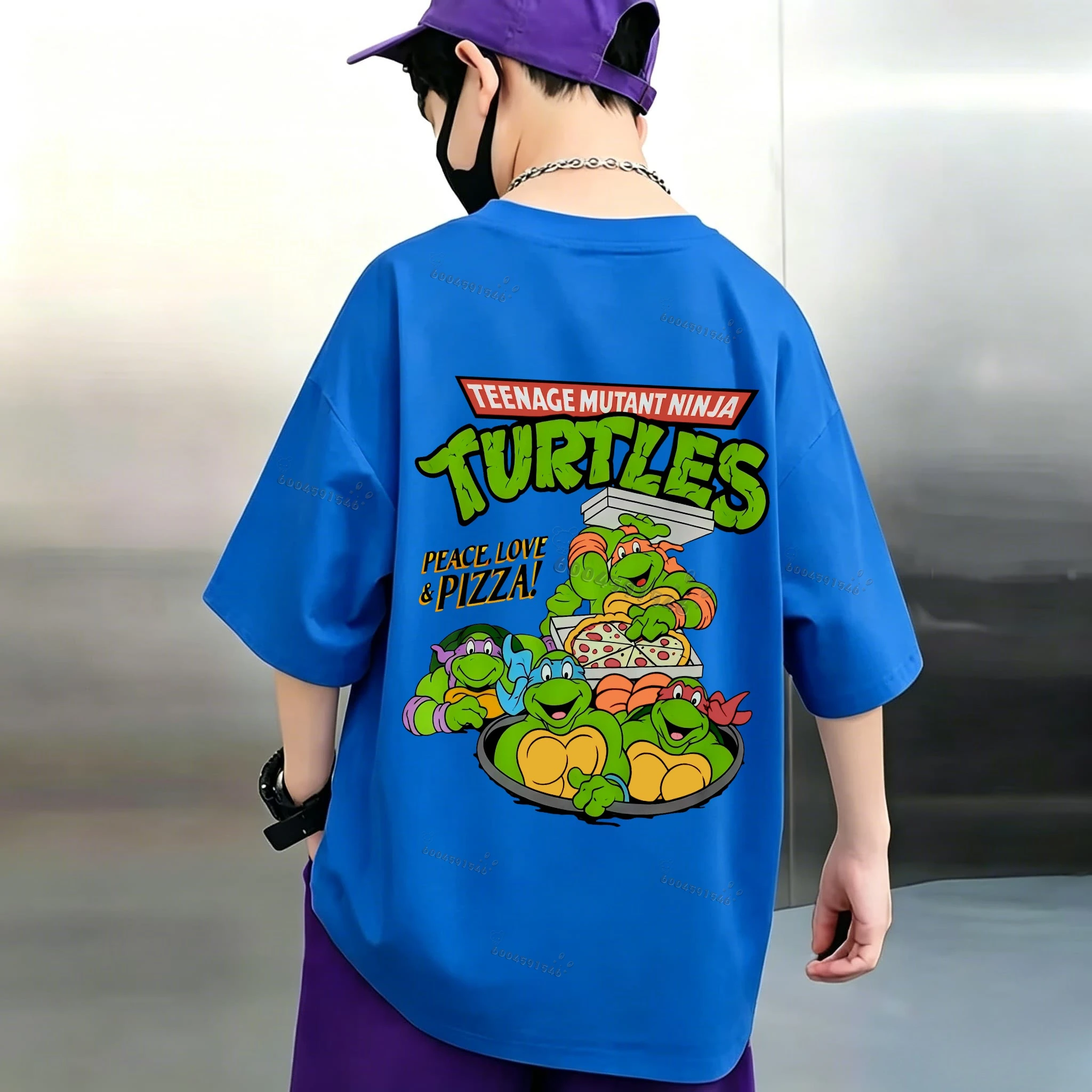 Nick Children's Cotton T-shirt - Summer Retro Anime Print Boys and Girls Large Size Casual Street Round Neck Shirt