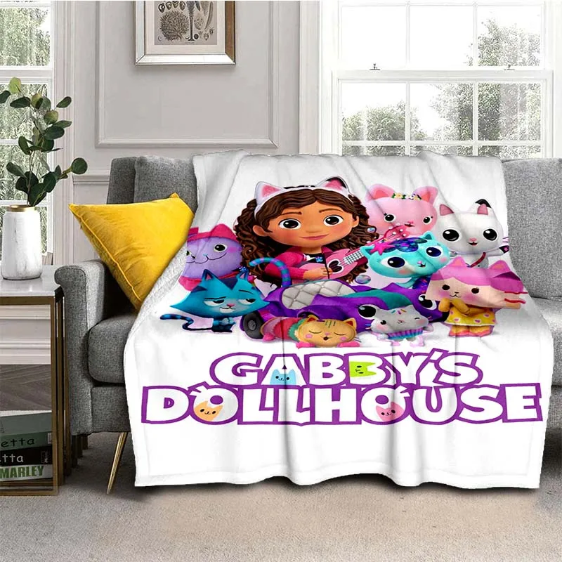 Kawaii Cartoon Anime Gabby's dollhouse Cute Super Soft Throw Blanket,Warm Cozy Blanket for Bed,Bedroom,Living Room,Travel,Hiking
