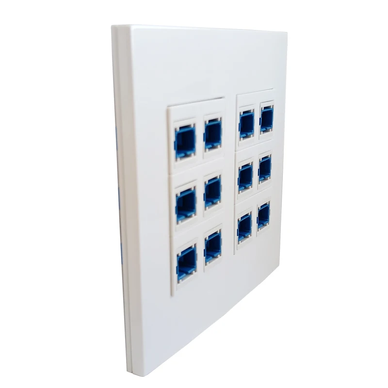 SC-SC APC UPC Wall Faceplate With 12 Interface SC Fiber-Optic Cable SC/SC Keystone Socket Plug In White Color