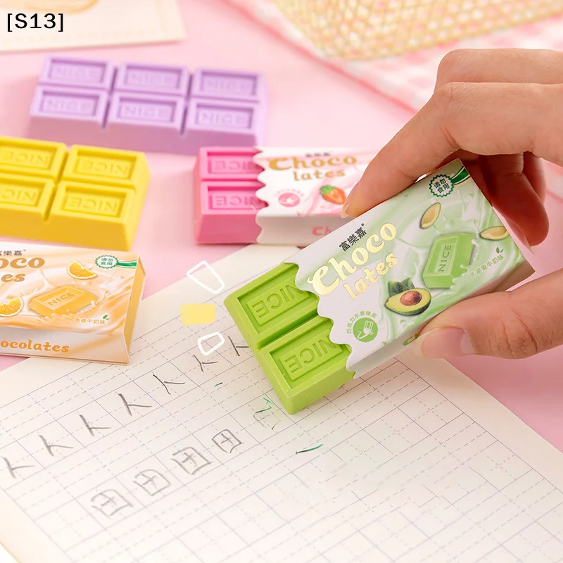 Random Cartoon Cute Kawaii Rubber Fun Creative Chocolate Eraser For Kids Student Novelty Stationery Office School Supplies[Q]Q@