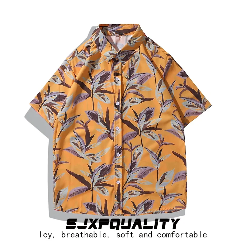 Haibinzoulu-camisa de playa de manga corta para hombre, Top estampado