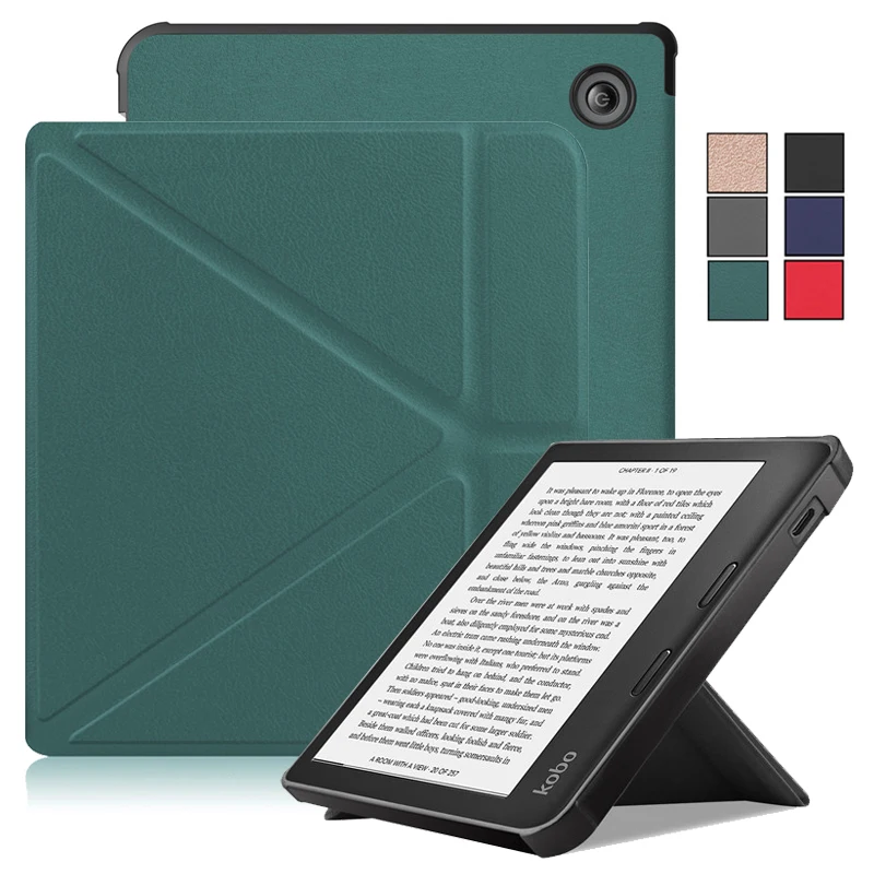 GEFENIS For Funda Kobo Libra Colour Case 2024 Smart Fold Stand PU Leather Ereader Cover For Coque Kobo Libra Colour Kobo Libra 2