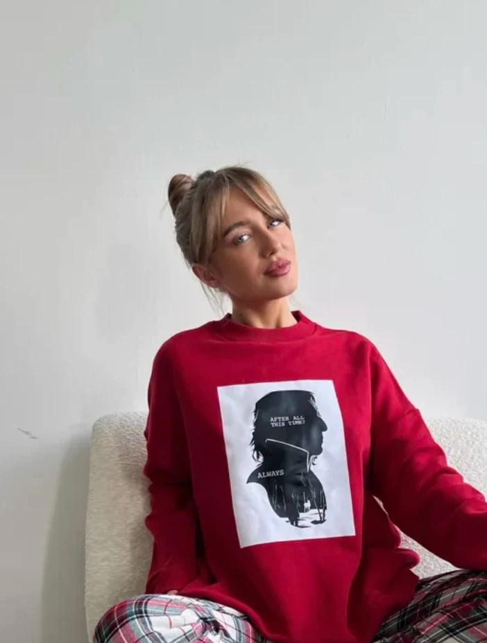 Lockeres, faionable Long Sve bedrucktes Sweatshirt, lässig, vielseitig, bequeme Passform, runder Ne-Pullover für Damen