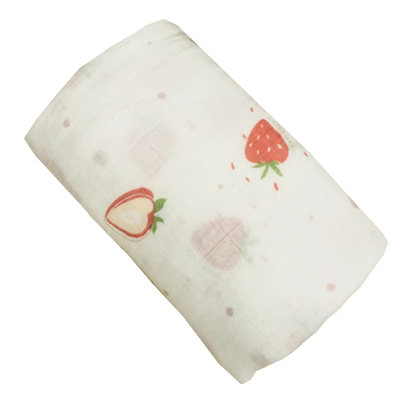 Strawberry 120x120cm Bamboo Cotton Baby Swaddles Soft Newborn Wrap Blankets Baby Muslin Swaddle Blanket Swaddle Blanket