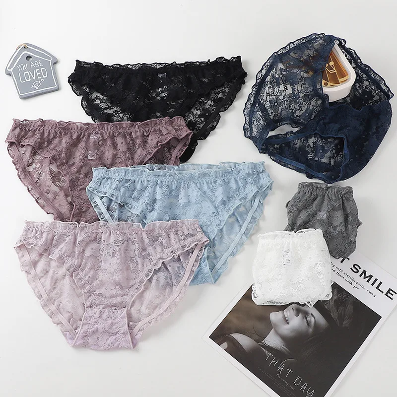 Floral Lace Briefs Sexy Panties Lace Panties Women Low Waist Underwear Female Lingerie Perspective Design Ladies Pantys