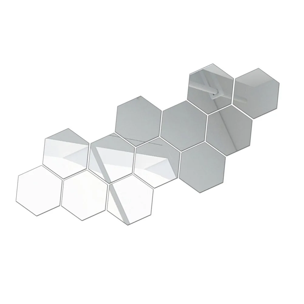 Reflective Home Decor Hexagon Mirror Stickers For Modern Home Styling Easy Install Wall Mirrors Decorative Mirror