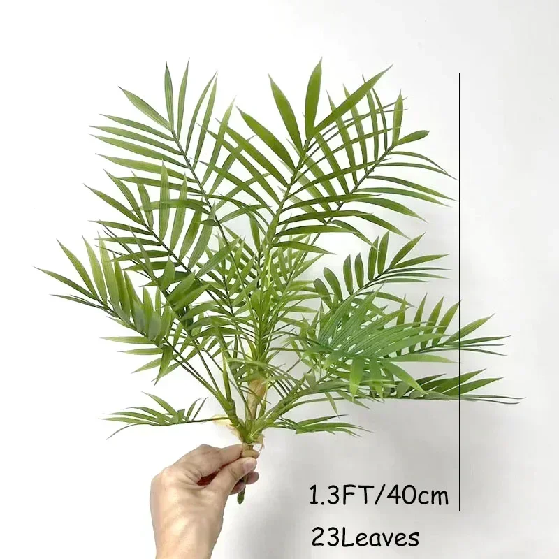 15 Zoll große künstliche Pflanze, tropischer Monstera-Palmenzweig, künstliches Schildkrötenblatt, künstliche Plastikpalme für Haus, Garten, Bürodekoration – Detail 22