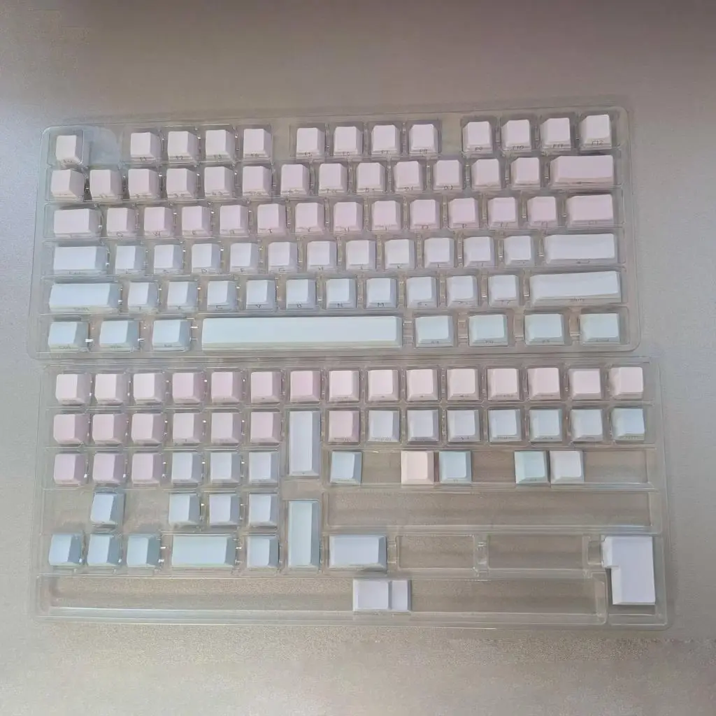 Imagem -06 - Lado Impresso Pbt Keycaps Perfil Cherry 127 Key Light Peach Dye Sub Shine Through Keycaps para Switches mx Teclado Gaming