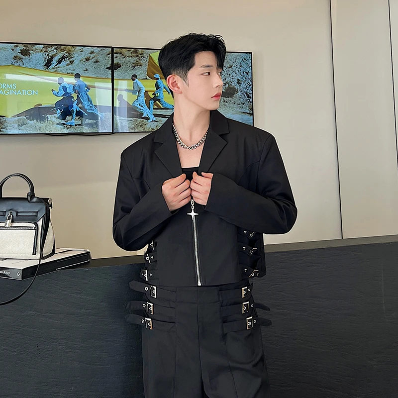 

ort Straight Tailored Suit Jaet with Button Decoration And Zipper Cardigan Top Wide Leg Pants Autumn 2023 Faion Trend