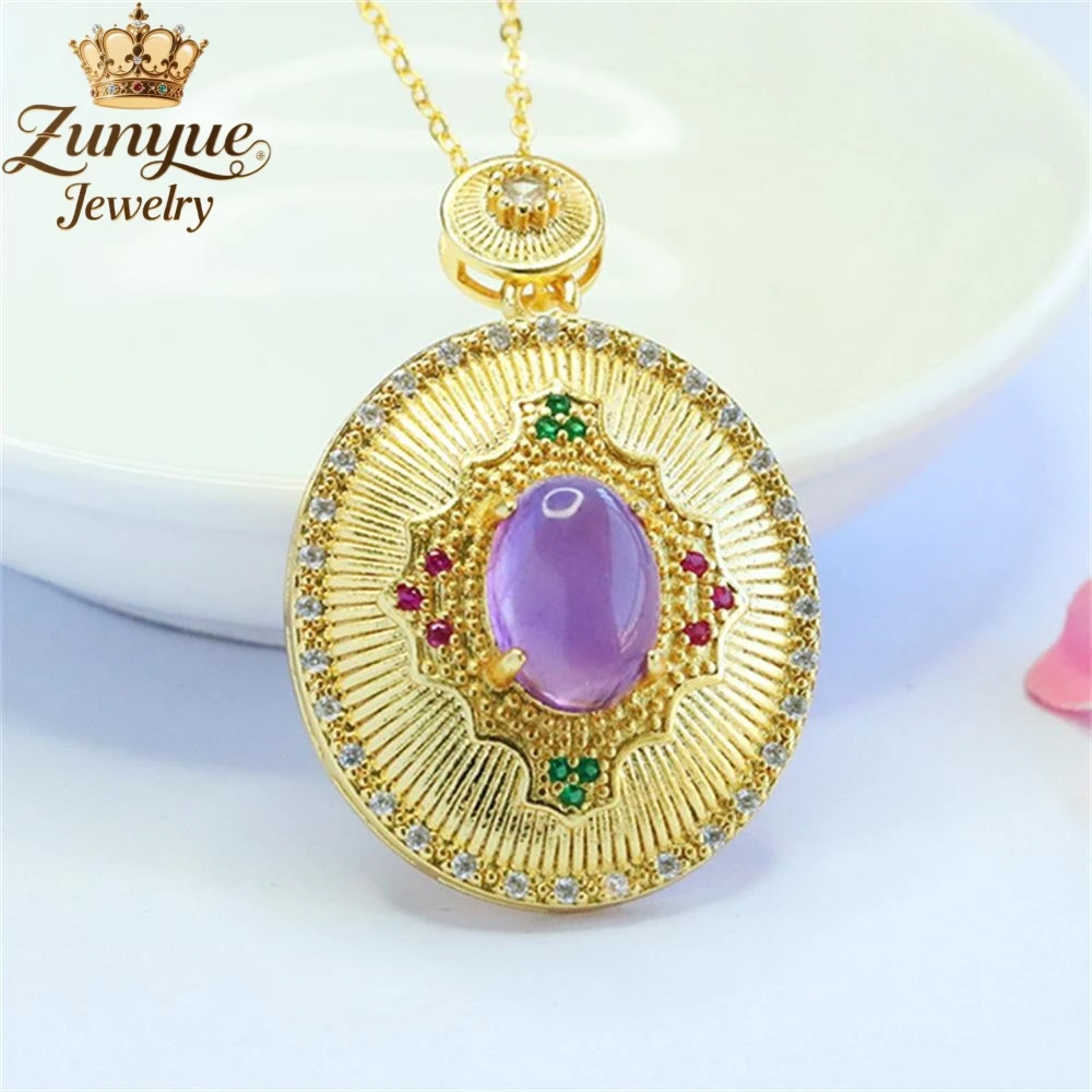 

High-End Natural Amethyst Texture Pendant Luxury Quality Fashion Jewelry Exquisite Elegant Charms Popular Handicraft Young Gift