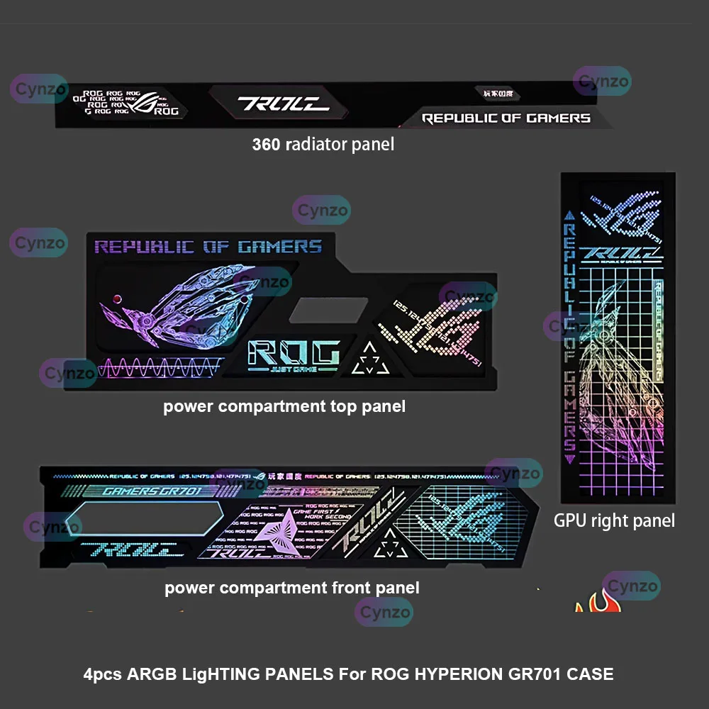 4pcs Kit ARGB Lighting Panels for ROG HYPERION GR701Case,MOD Gamer Cabinet Lightboard Kit,Refit Chassis Plate AURA SYNC