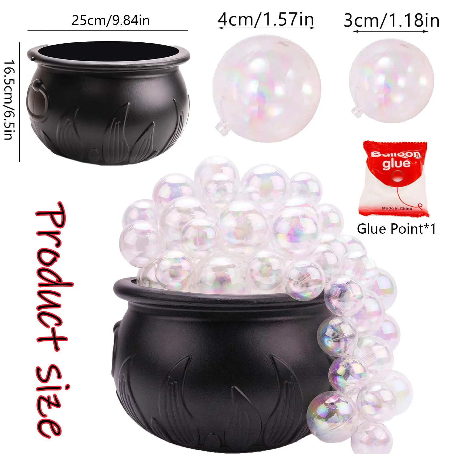 Halloween-Dekorationen für den Innenbereich – DIY-Sprudelkessel-Set – schwarze Kunststoffschale, Hocus Pocus, Partydekoration für Zuhause, Küche, Zimmer – Detail 2