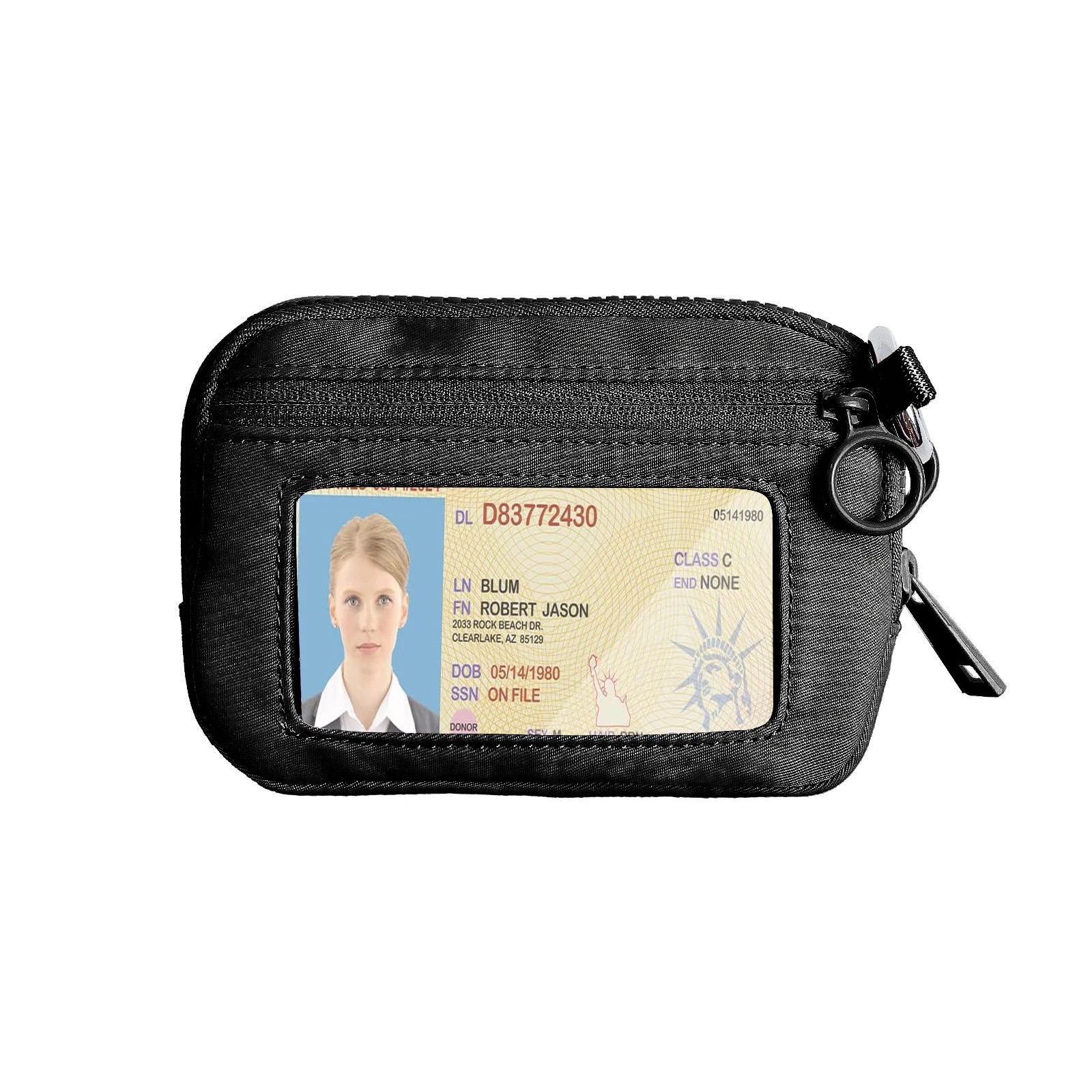 Niedliche kleine Mini-Geldbörse für Damen mit durchsichtigem Ausweisfenster, Make-up-Kosmetiktasche, Kartenhaltertasche für Geldbörse, Kulturbeutel mit Reißverschluss – Detail 5