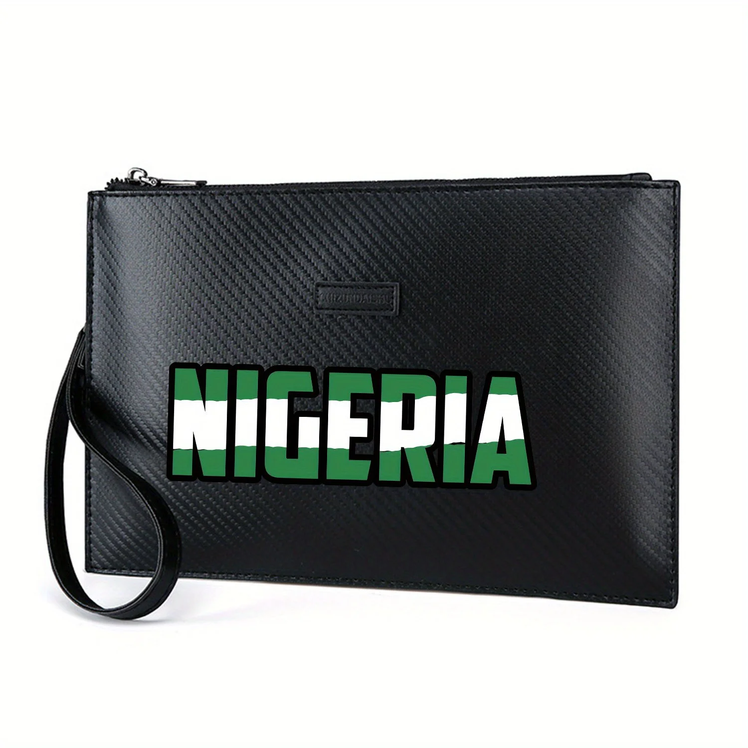 حقيبة يد رجالية أنيقة مطبوعة على طراز علم نيجيريا، عصرية وعملية للحمل اليومي