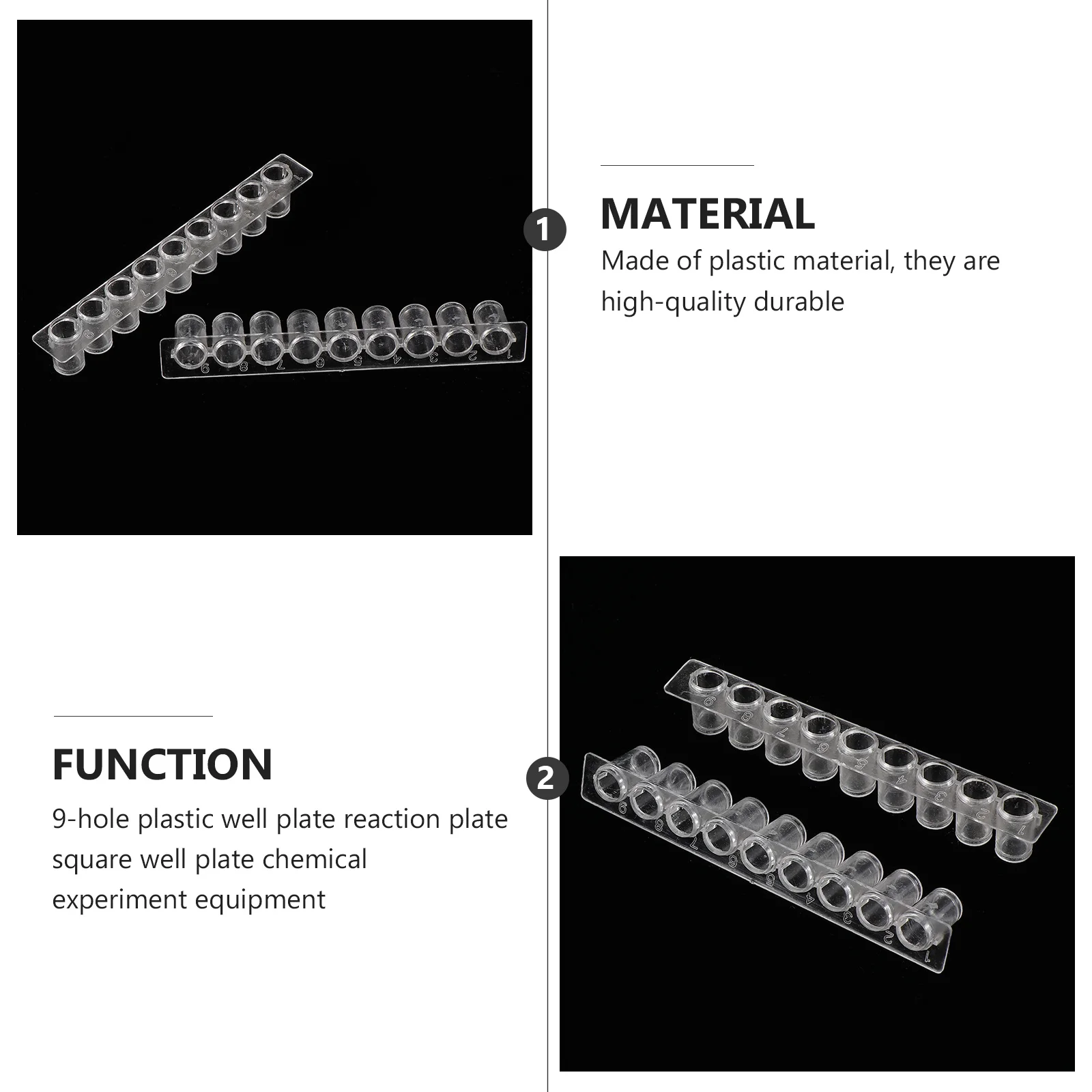

15pcs 9-Hole Reaction Plates Multifunctional Plastic Experiment Well Plate Lab Chemical Instrument Holder Storage Reagent Test