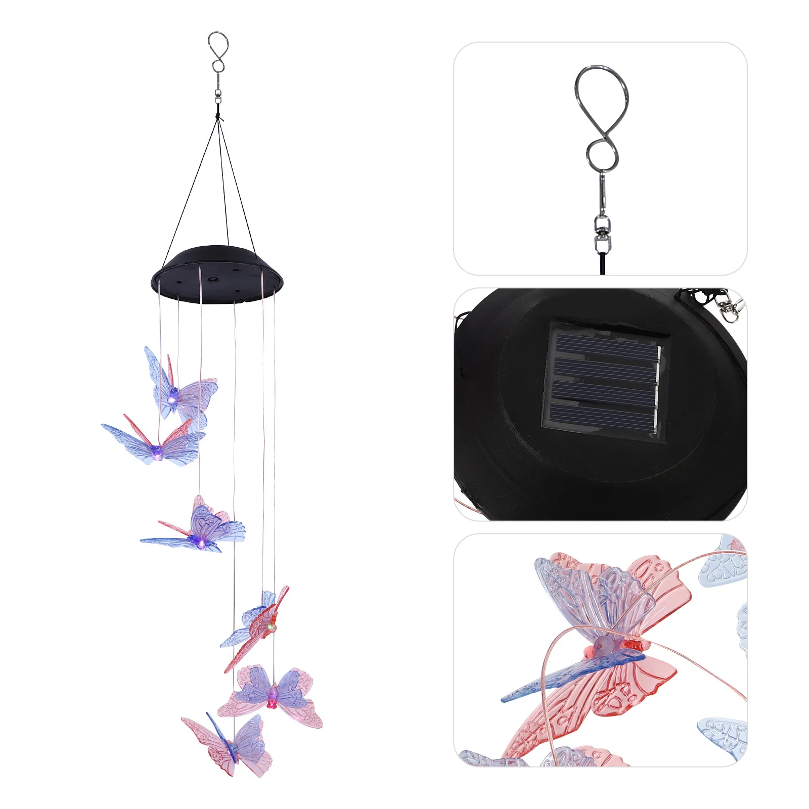 

1Pcs Solar Wind Chime Butterfly Light Outdoor Garden Hanging Lamp Color Changing Decorative LED Lamp Solar Wind Chime Light