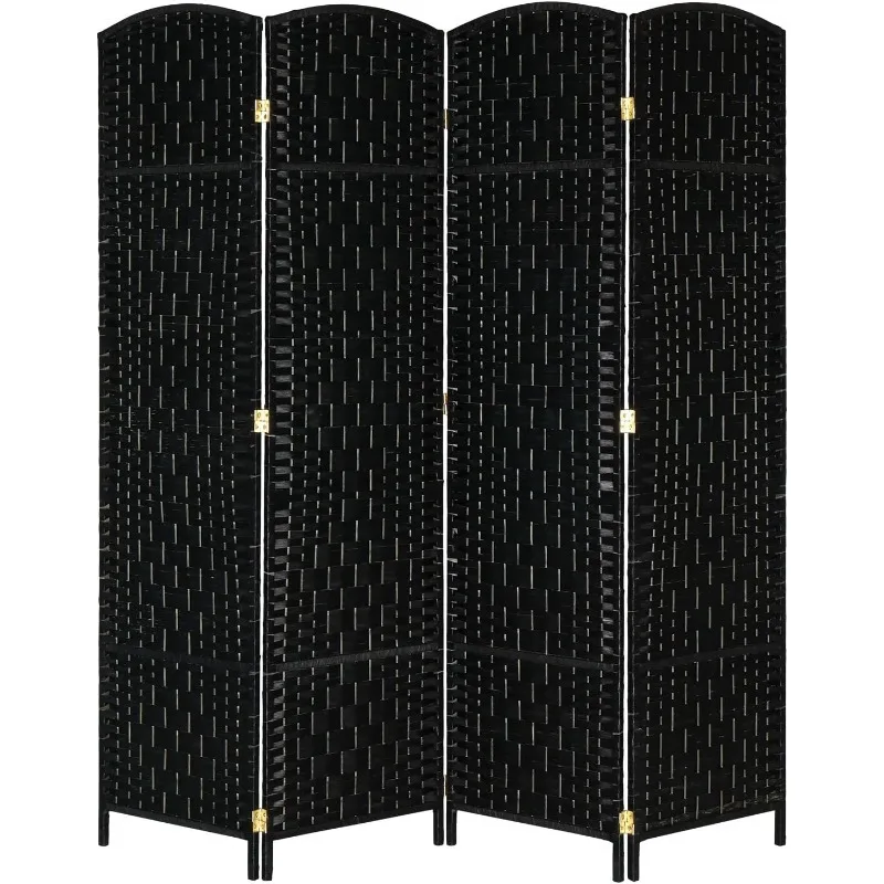 

6 FT Tall Rattan Room Divider, Folding Privacy Screen, Indoor Partition Wall Dividers, Freestanding Hinged Space Separator