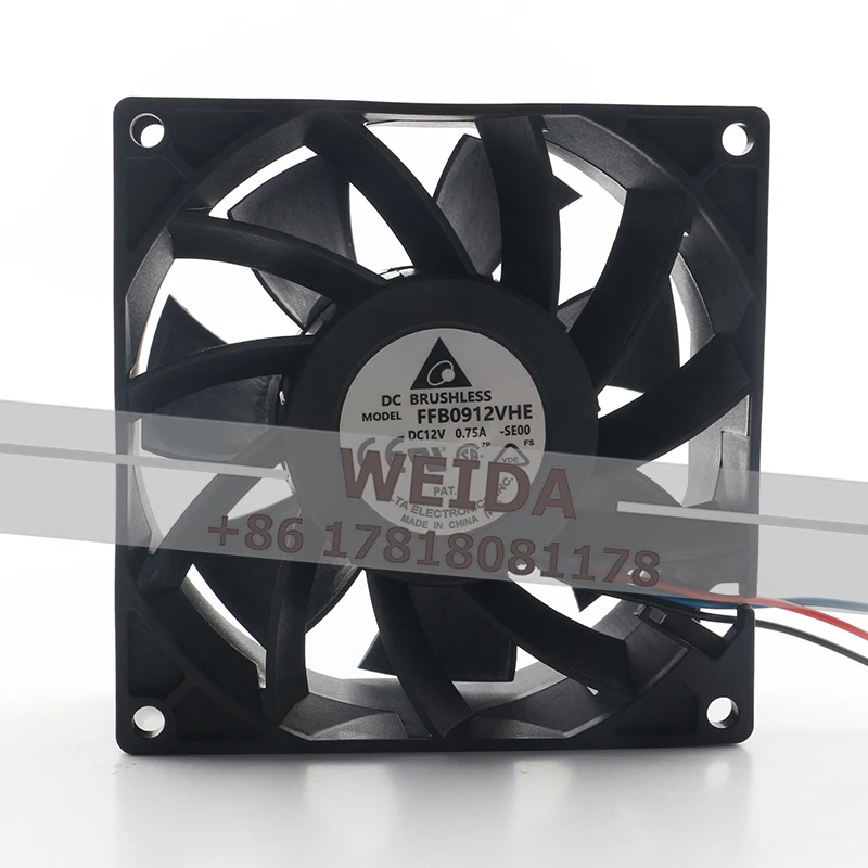 

Original Delta 9CM 9038 90X90X38MM 12V 0.75A FFB0912VHE 3-pin high-pressure forced-air cooling fan