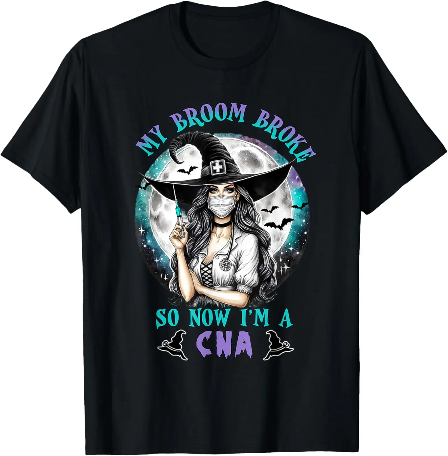 My Broom Broke So Now I'm a CNA Nurse Crew Halloween Women T-Shirt