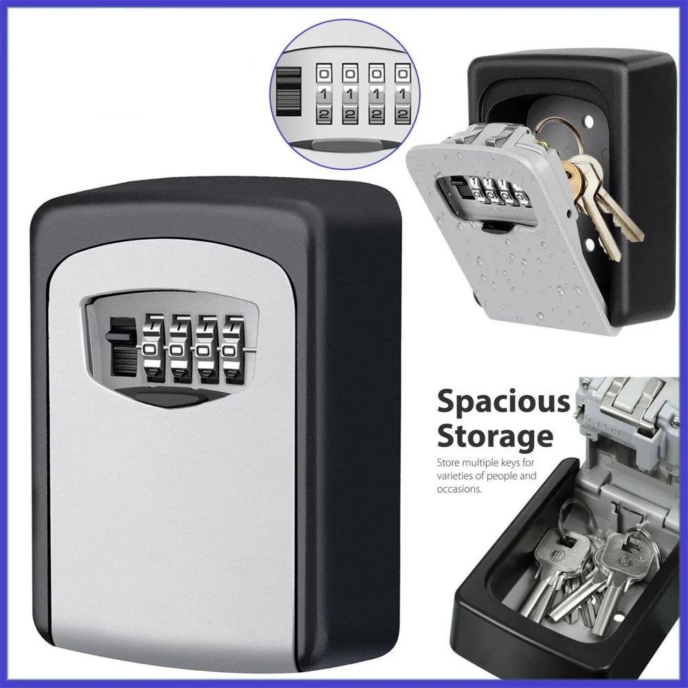 

4 Digit Combination Key Lock Box Dustproof Wall Mount Safe Security Storage Case Organizer For Outdoor Indoor