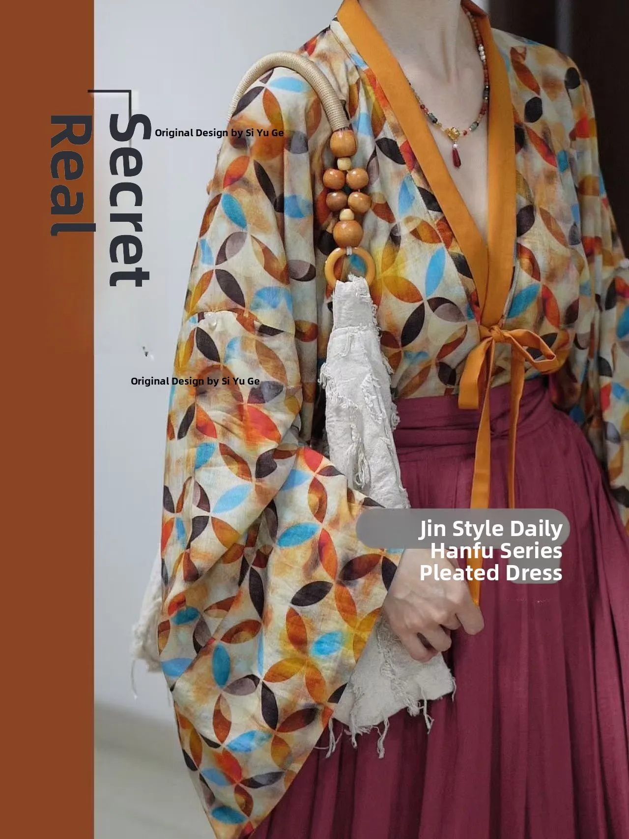 

Original iyu Pavilion Autumn Reali Cotton Pleated Dr Tang Coin Pattern Contrast Color Hanfu Women's Traditional Costume