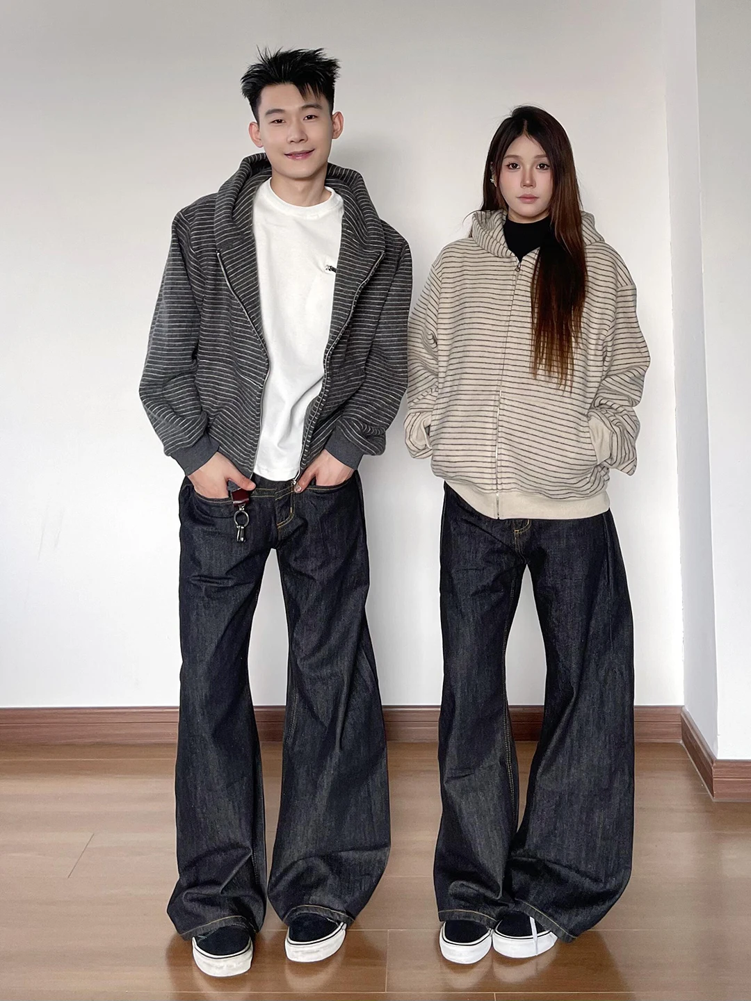 

Кардиган-толстовка унисекс в полоску цвета хаки с эффектом флиса, в американском ретро-стиле, Cleanfit, для ранней осени