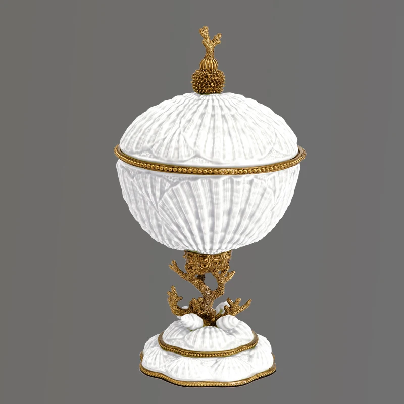 وعاء بورسلين بغطاء من البورسلين الصيني، فن طاولة تزيين المنزل