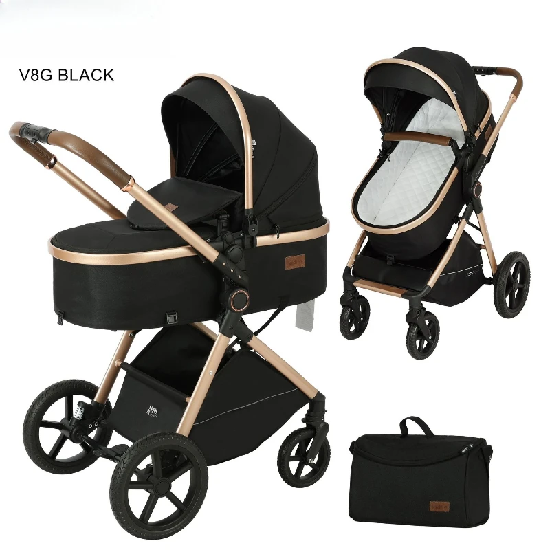 

2025 Новая двухсторонняя детская коляска 2-в-1, складная, сидячая и сидячая для прогулок, в комплект входит сумка для пеленания