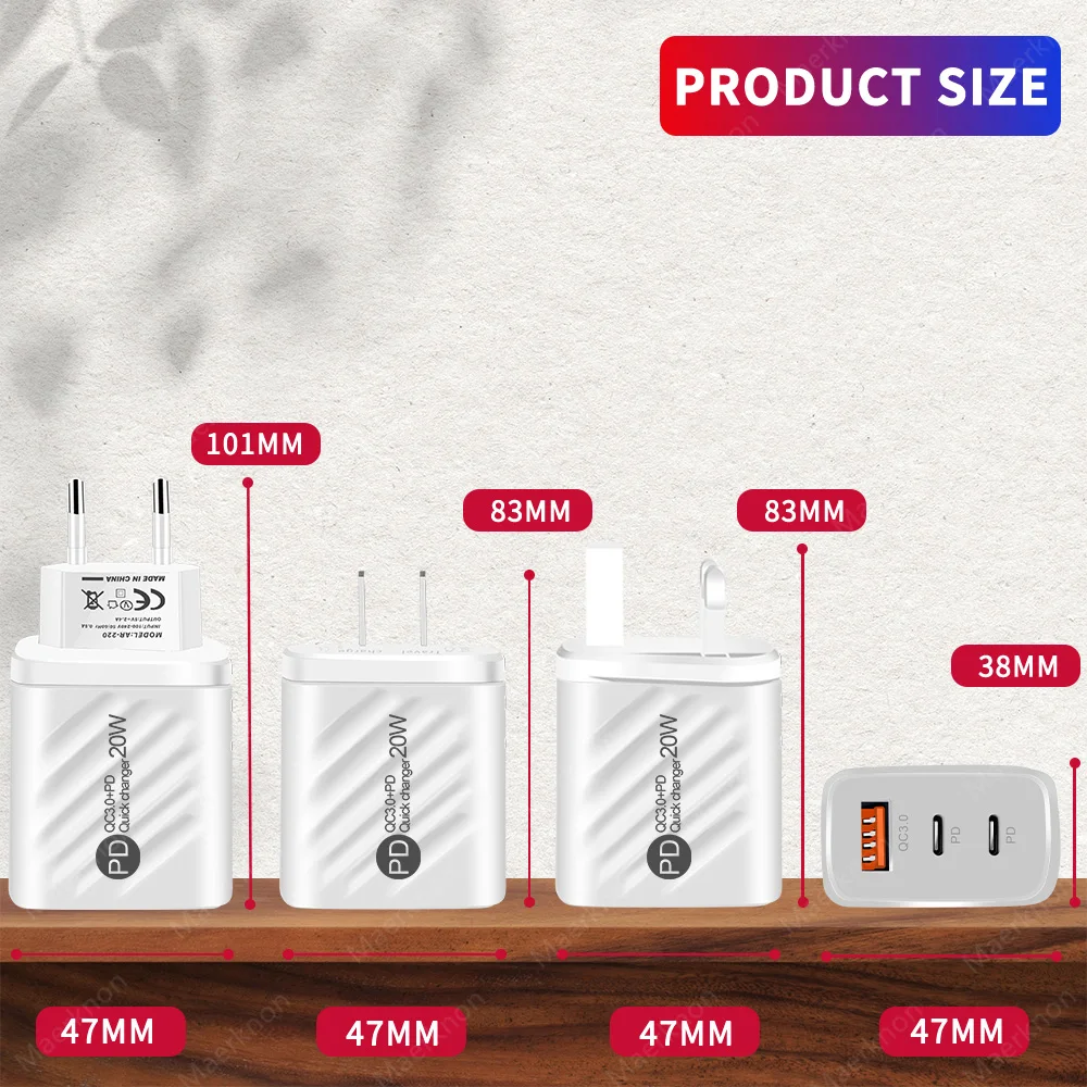 60 واط PD USB QC 3.0 شحن سريع شاحن نوع C USB الهاتف المحمول محول الطاقة آيفون سامسونج هواوي Xiaomi PD الجدار شاحن #5