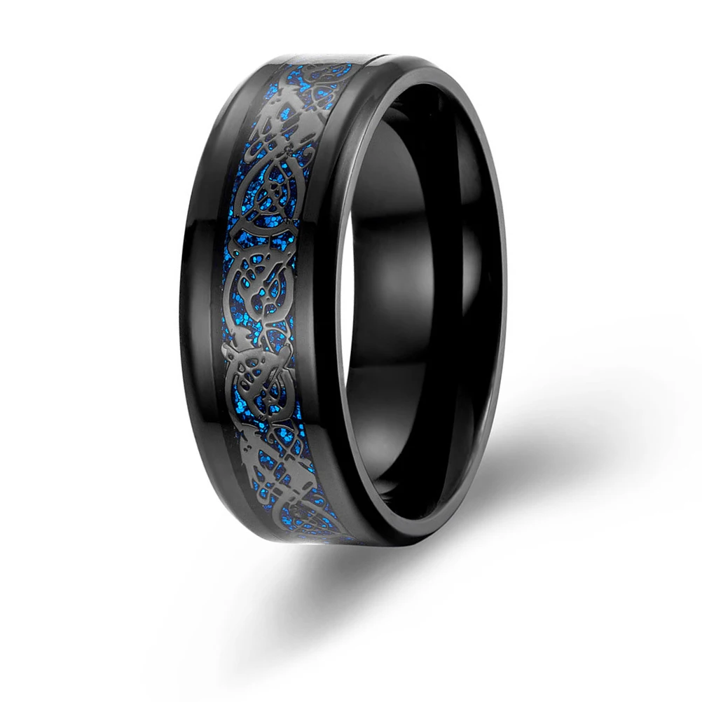 

1pc Blue Ring Carbon Nibelon Finger Mirror Polishing Jewelry Carbon Fiber Ring Durable Wedding Party Charm Gift