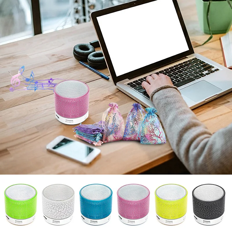 ลำโพงบลูทูธขนาดเล็ก1ชิ้นลำโพงไร้สายบัตร TF LED หลากสีซับวูฟเฟอร์แบบพกพาคอลัมน์เสียงเพลง MP3สำหรับโทรศัพท์ PC