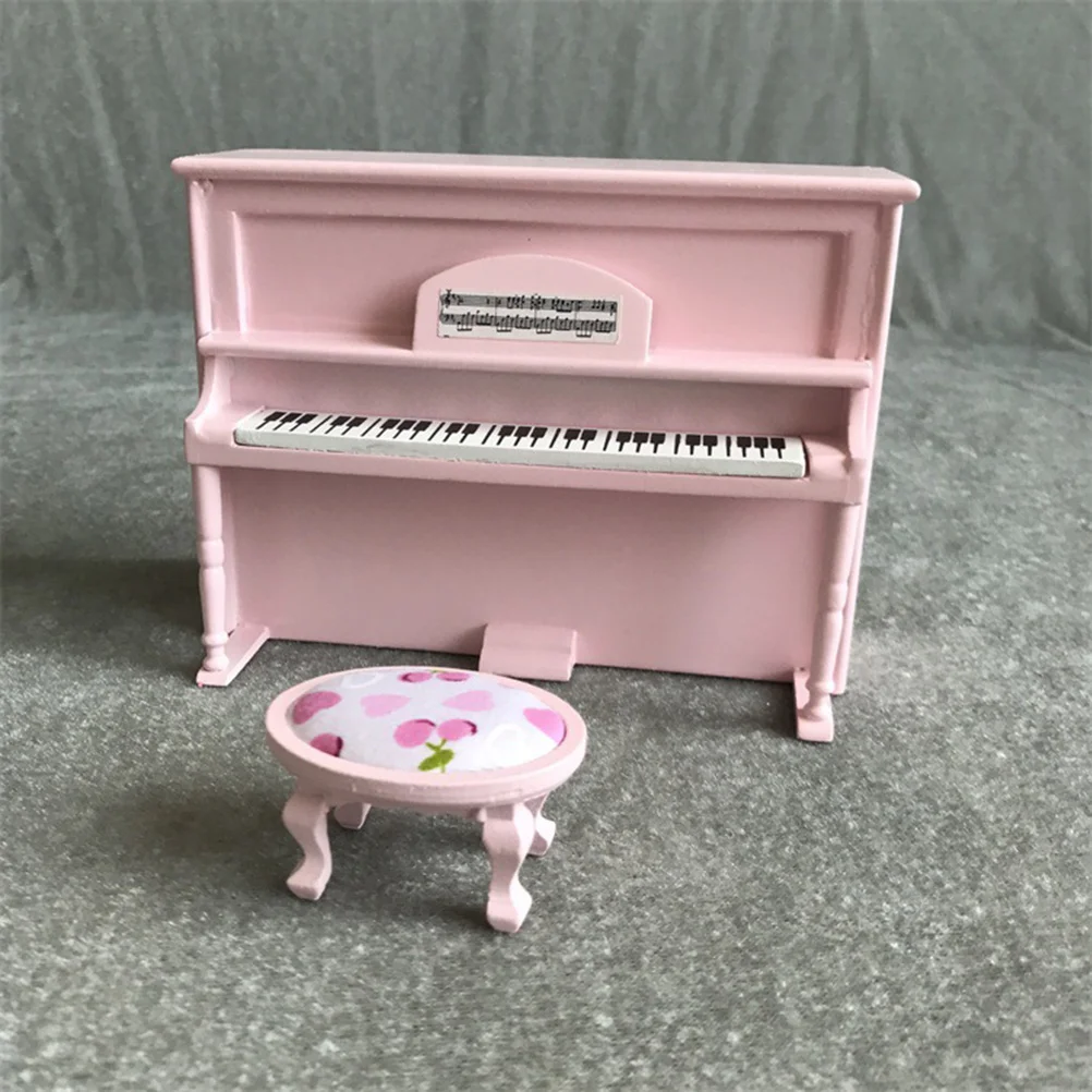 Piano Mini Furniture Miniature House Accessory Delicate with Chair Bamboo Child