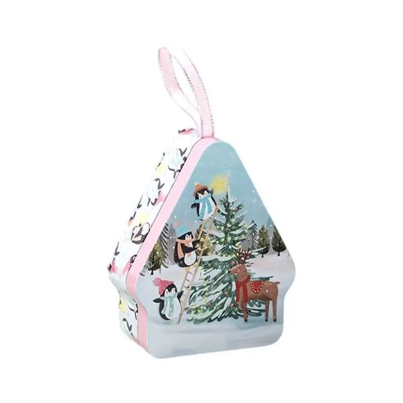 

E8BD User Friendly Holiday Storage Box With Cartoon Prints Metal Candy Container For Candy Jewelry Organizing