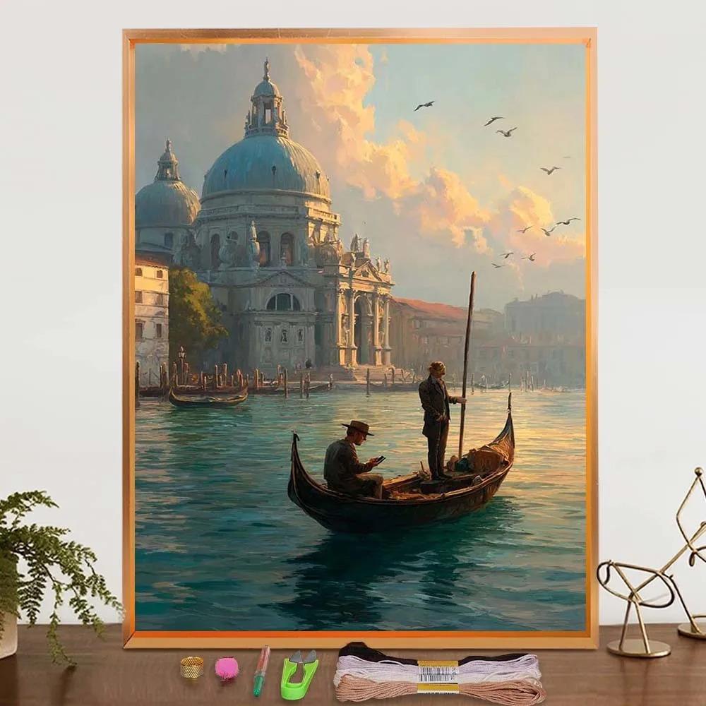 11/14CT مطبوعة قماش الفن اليدوية هدية DIY ريفرسايد بناء عبر غرزة التطريز الحرف اليدوية الوافدين الجدد 2025 عدة