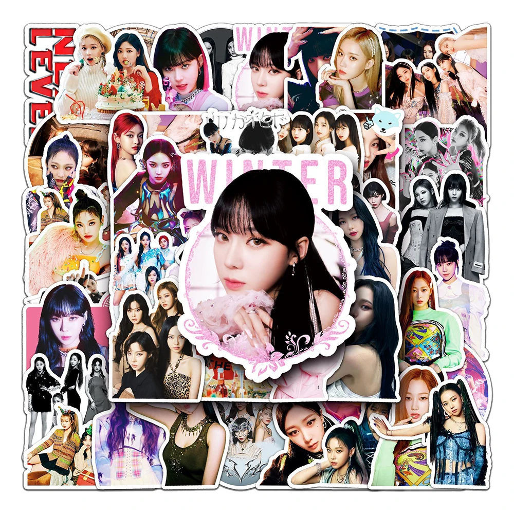 Стикеры Kpop aespa, 10/30/50 шт., милые наклейки с блестками, эстетические наклейки «сделай сам», бутылка для воды, наклейка для блокнота и граффити