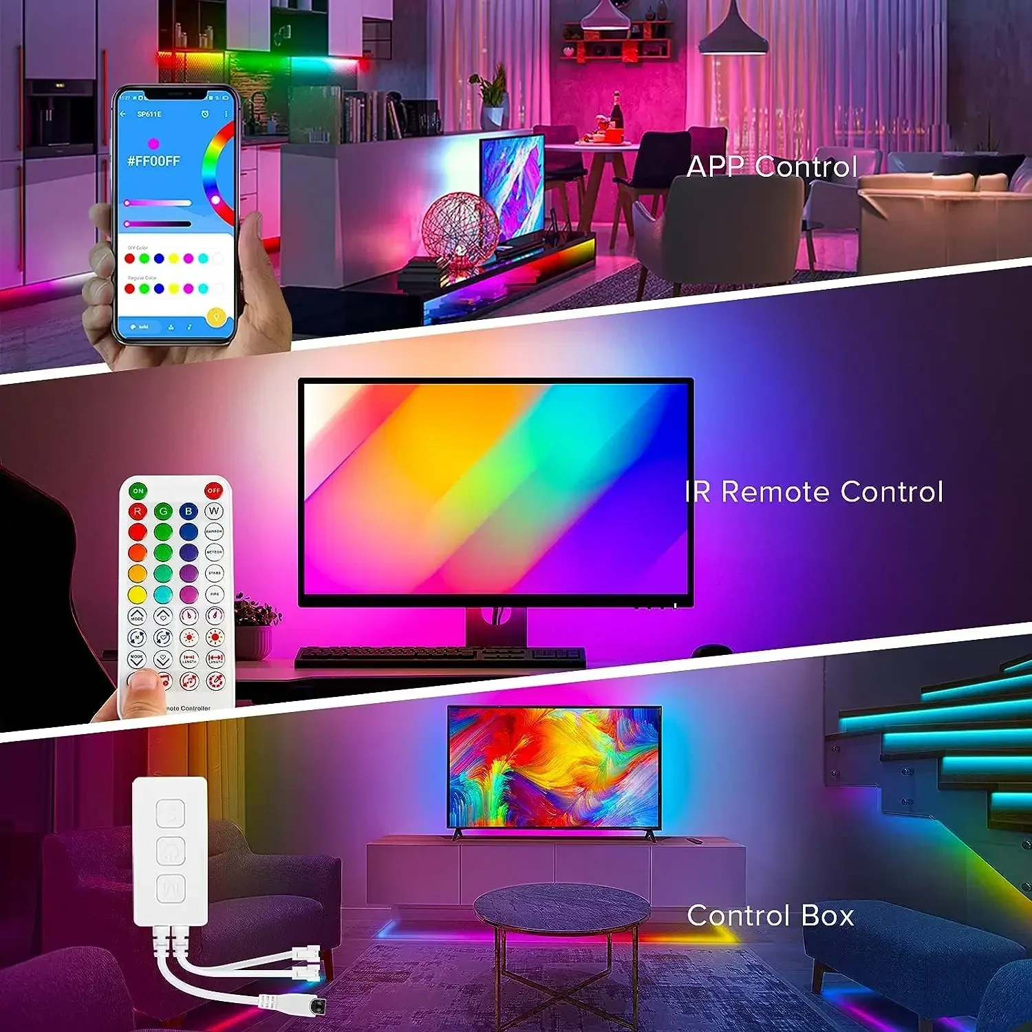 RGB أضواء حبل LED مع مزامنة الموسيقى ، أضواء شريط LED سيليكون ، 28 مفتاح عن بعد ، غرفة نوم وغرفة معيشة ، 84 مصباح لكل متر ، 10 متر ، 32.8 قدم