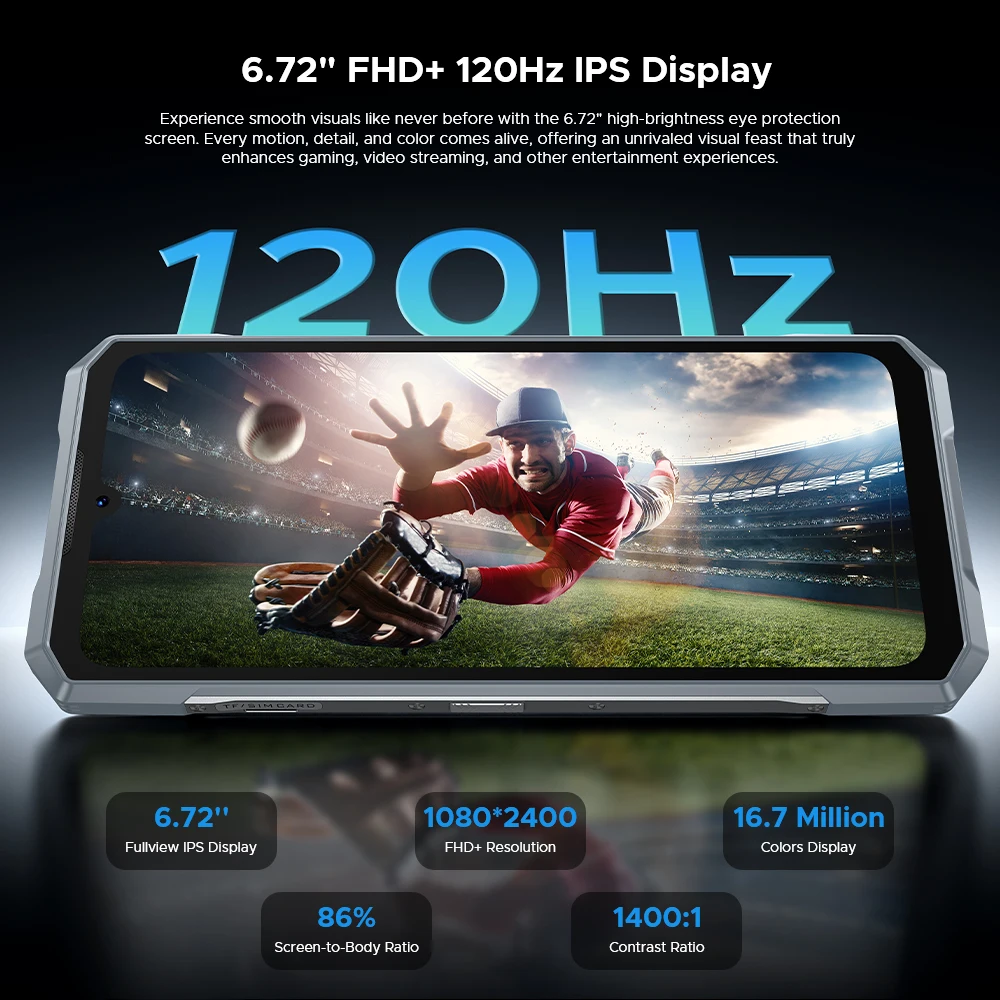 Global Version DOOGEE Blade GT Play Rugged Phone 8GB 256GB 6.72” FHD+ 120Hz LED Light Effect Dimensity 7025 50MP AI Camera NFC