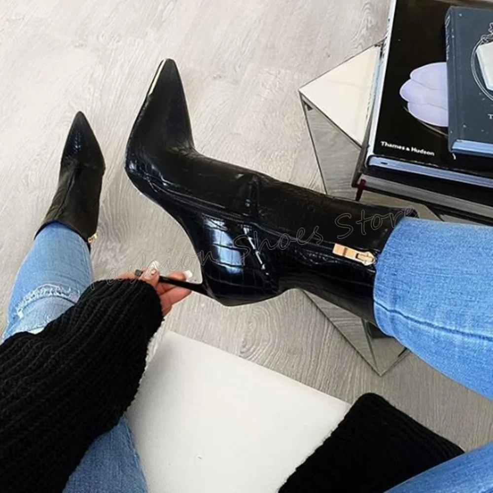 

Black Side Zipper Pointed Toe Boots Stilettos High Heels High Heel Shoes for Women Fashion Heels 2025 New Zapatos Para Mujere