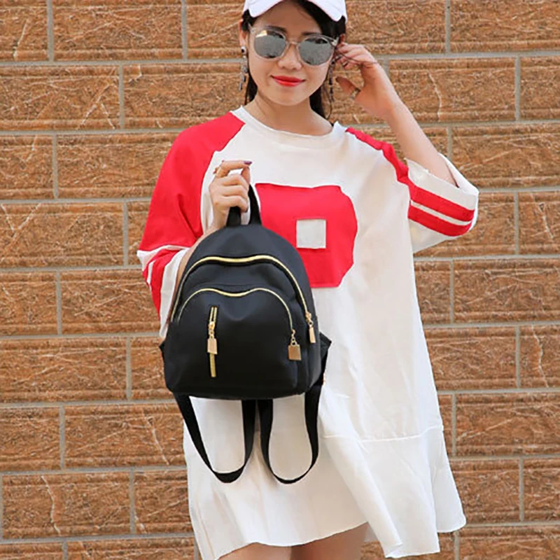 

Nylon Waterproof Large Capacity Versatile Simple Fashion Casual Girls' Backpack Women Small School Bag Adjustable Strap