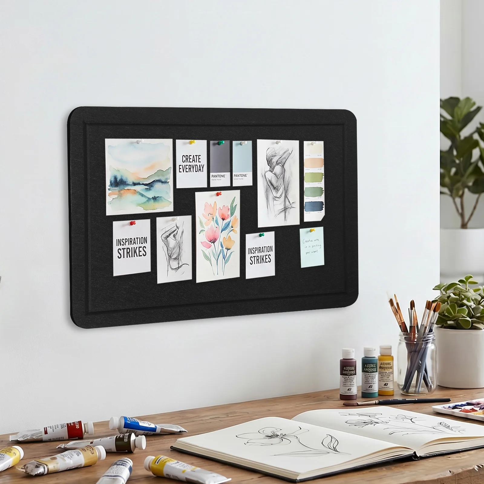 40x60cm Felt Cork Board Self Adhesive Felt Wall Tiles Felt Pushpin Panel Foldable Photo Panel Background Photos Message Display view 2
