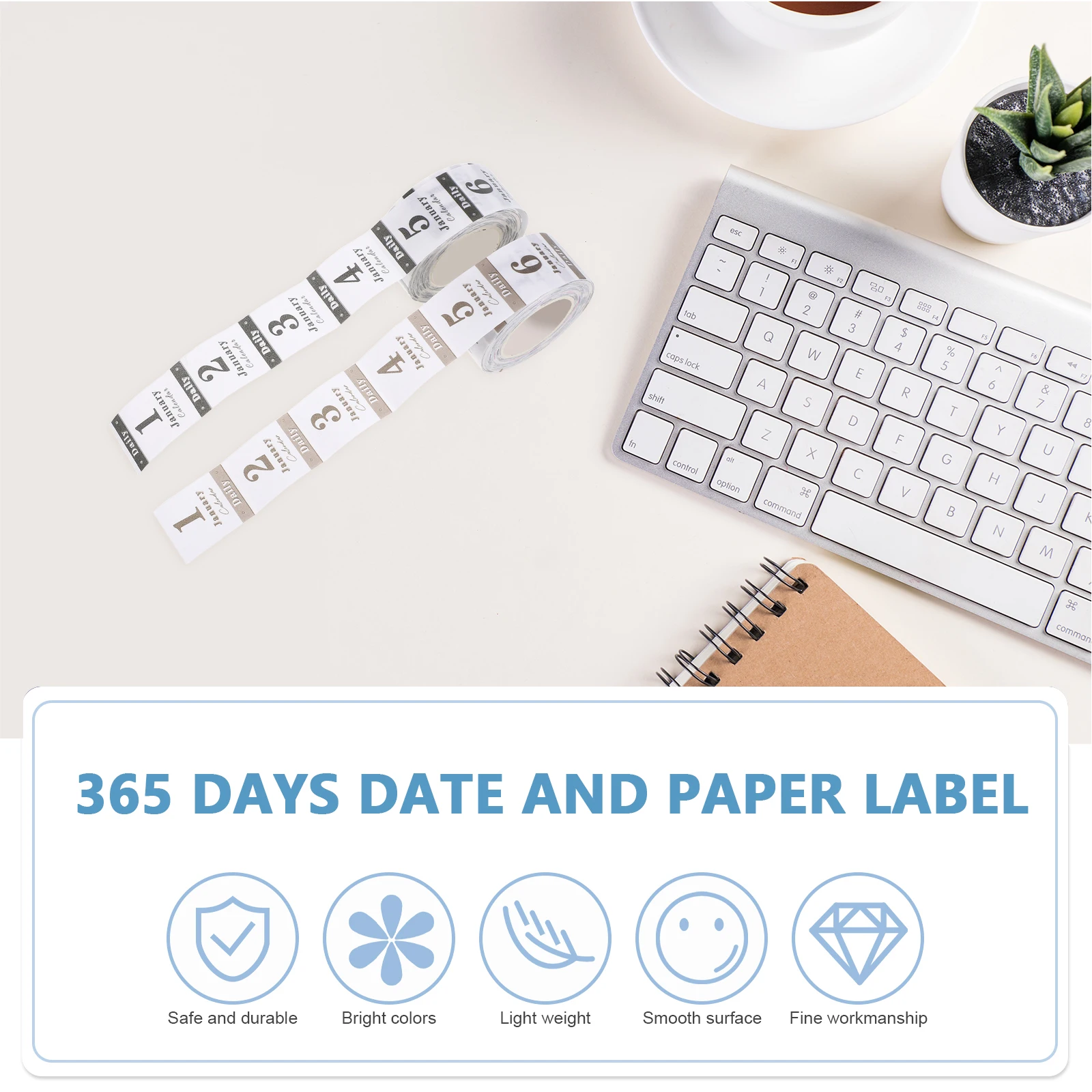 

2 Rolls Yearly Date Stickers For Planner Journals 365 Day Calendar Labels Adhesive Planner Tape For Office School Scrapbooking