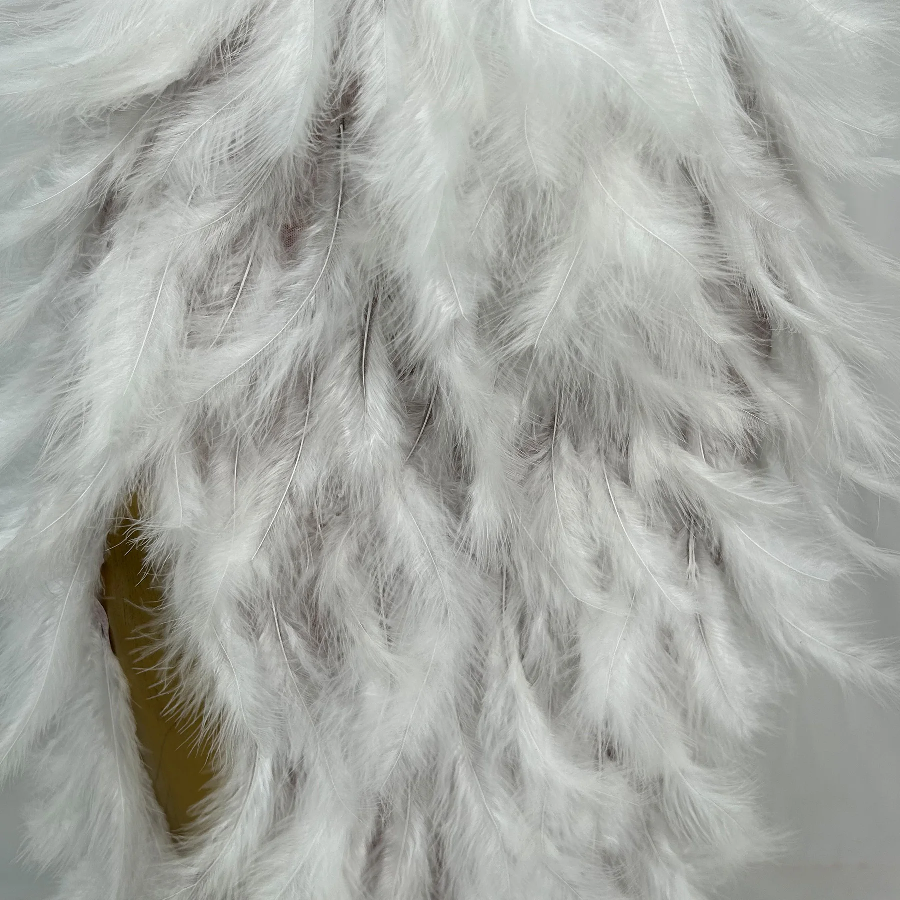 Yumao Fashion Women Rhinestone Dress Sexy Mesh Splicing Feather Slit Dress Stage Performance Dress Birthday Christmas Prom Gowns