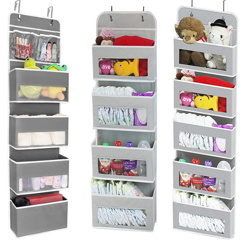 Non-woven Storage Bag Door Back Translucent Hanging Organizer Bag Folding Shelf Pocket Closet Hanger Dorm Bath Kitchen Storage