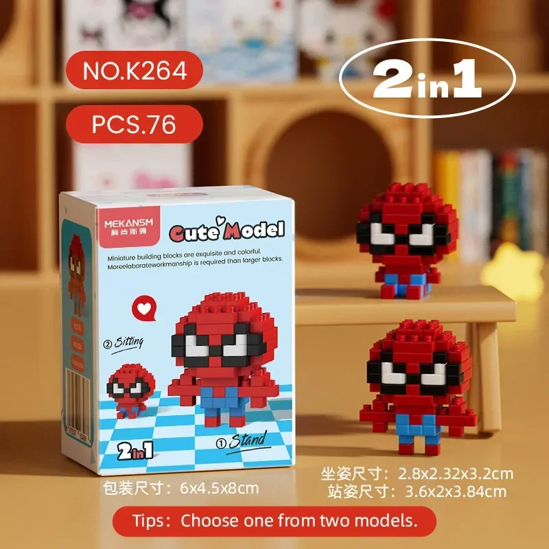 Marvel spiderman deadpool ovo blocos de construção dos desenhos animados q edição bonecas montadas brinquedos das crianças ornamentos mesa presentes aniversário