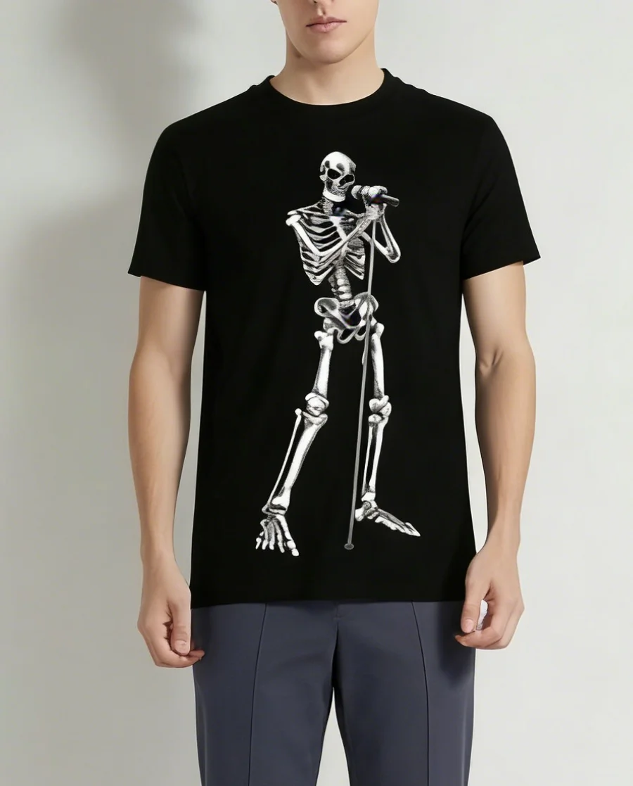 

Мужская футболка Zagros с принтом «Скелет, поющий», в стиле ретро, черная, свободного кроя, с круглым вырезом, короткий рукав, летняя, повседневная, свободная, в стиле чик