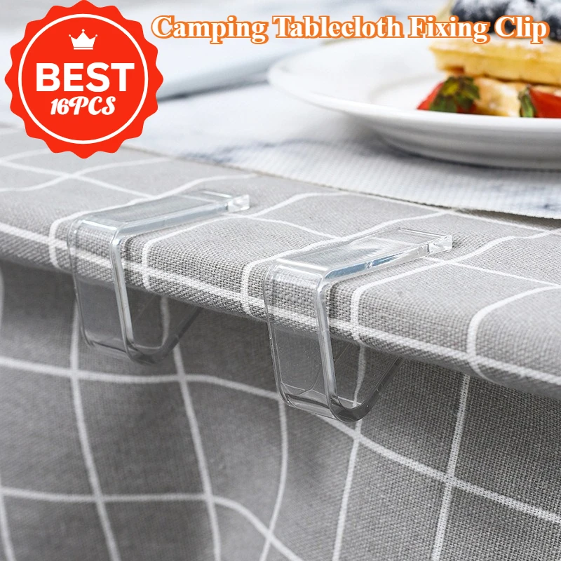 16pcs Camping Tablecloth Fixing Clips Table Stability Transparent Blankets Non-slip Travel Outdoor Picnic Anti-wrinkle  Protect